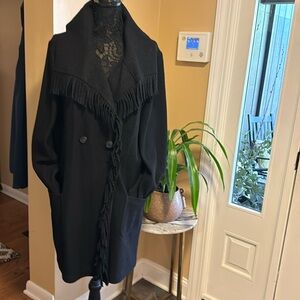 Long Wool Sweater w Fringe Detail